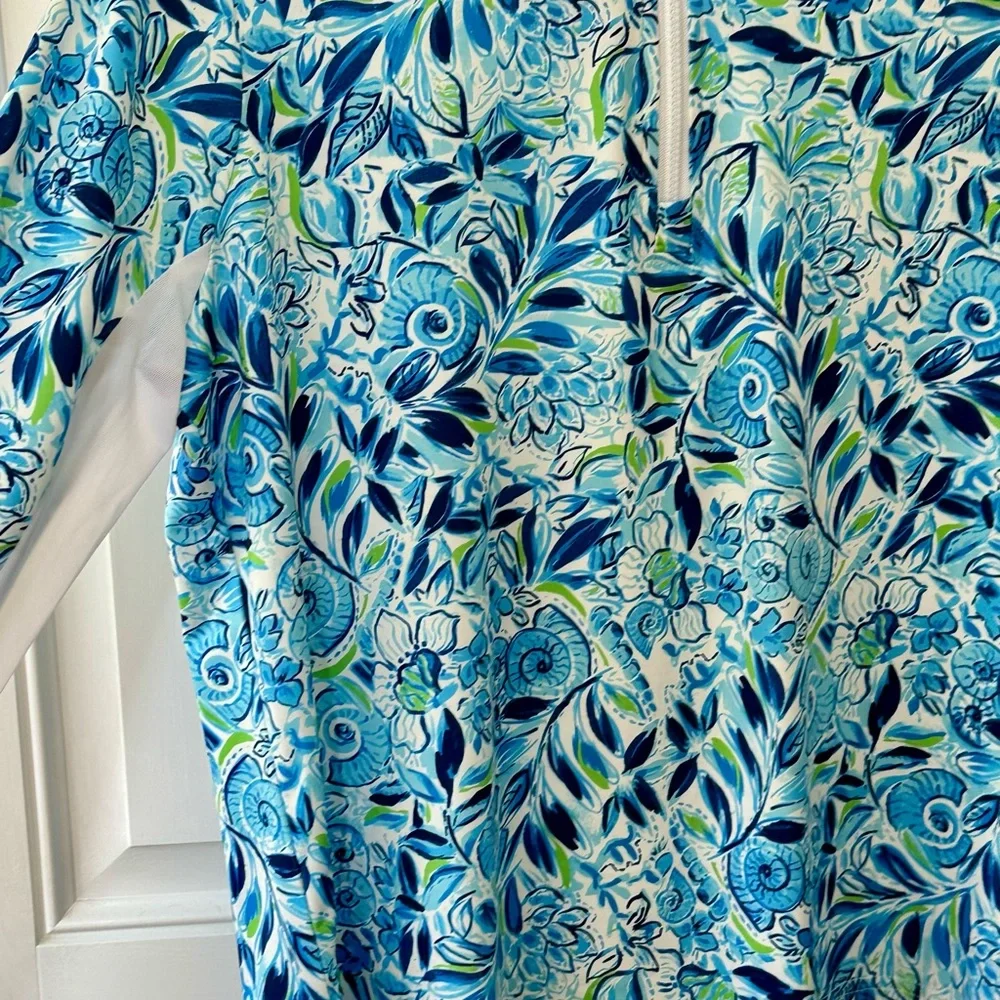 Blue Graphic Polo athletic pullover with Long Sleeves. Light comfortable wear. - Picture 3 of 7